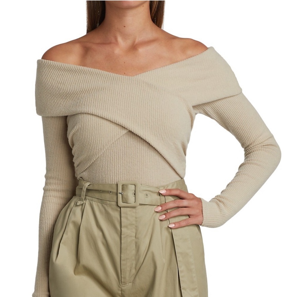 Free People Knit Off-The-Shoulder Sweater With A Crossbody Detail